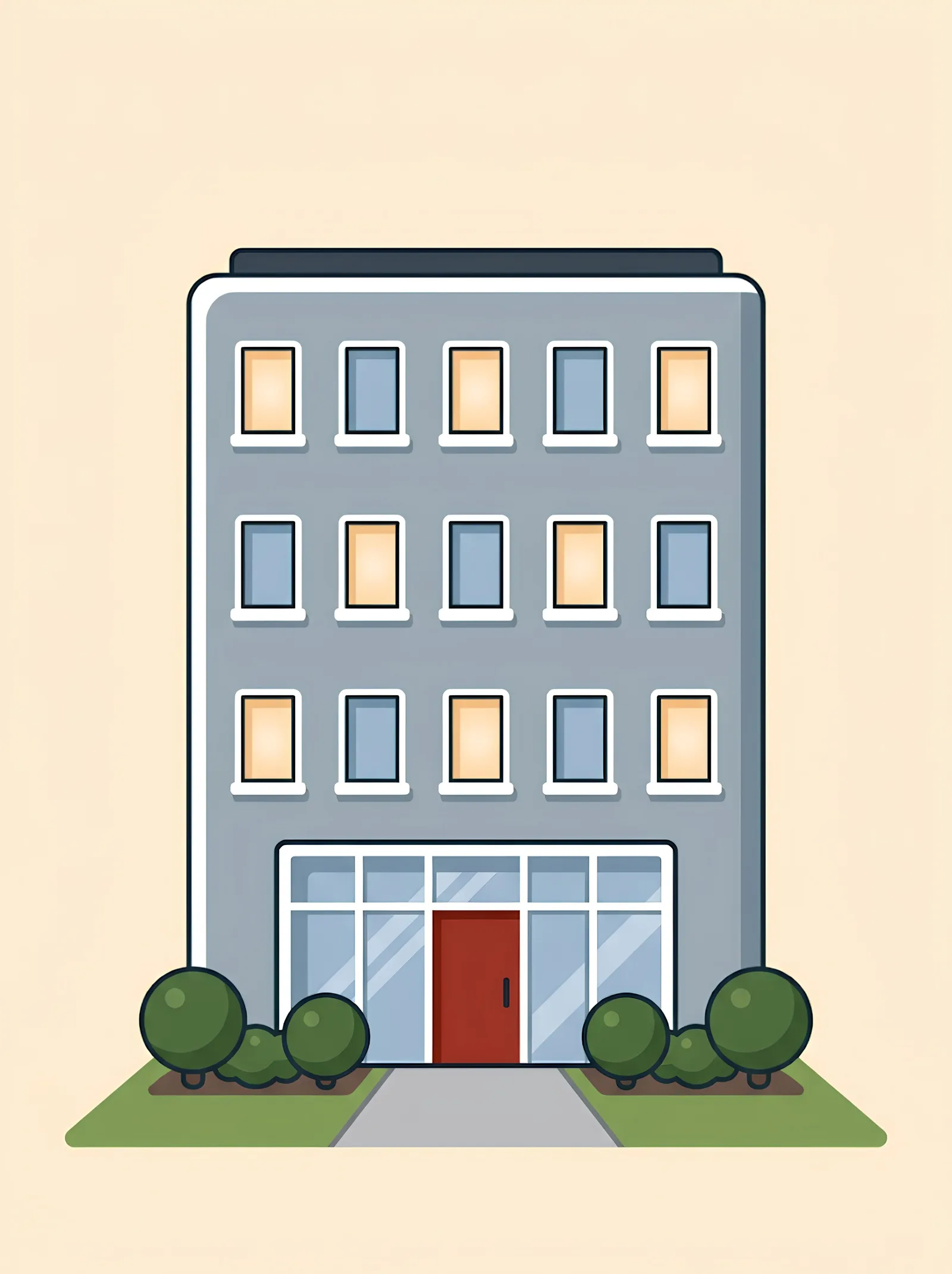 Illustration of a four-story commercial building
